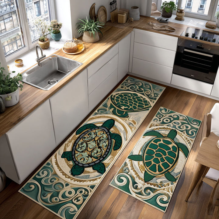 Non-slip kitchen rug with delicate shells NCU0PT10018