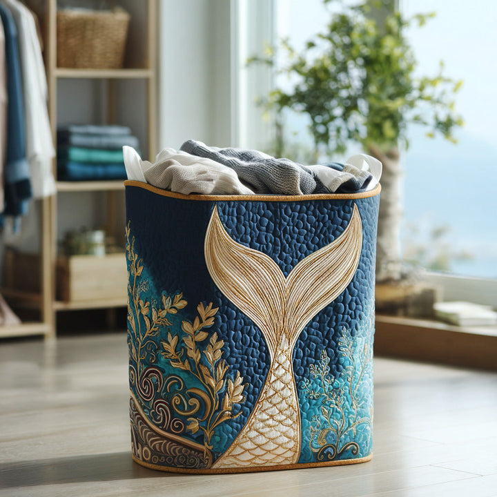 Quilted laundry basket with marine pattern NCU0DV866