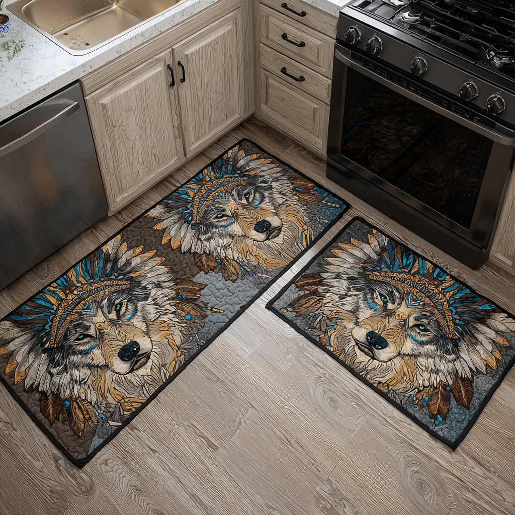 Non-slip kitchen rug with wolf and natural path NCU0TD1429