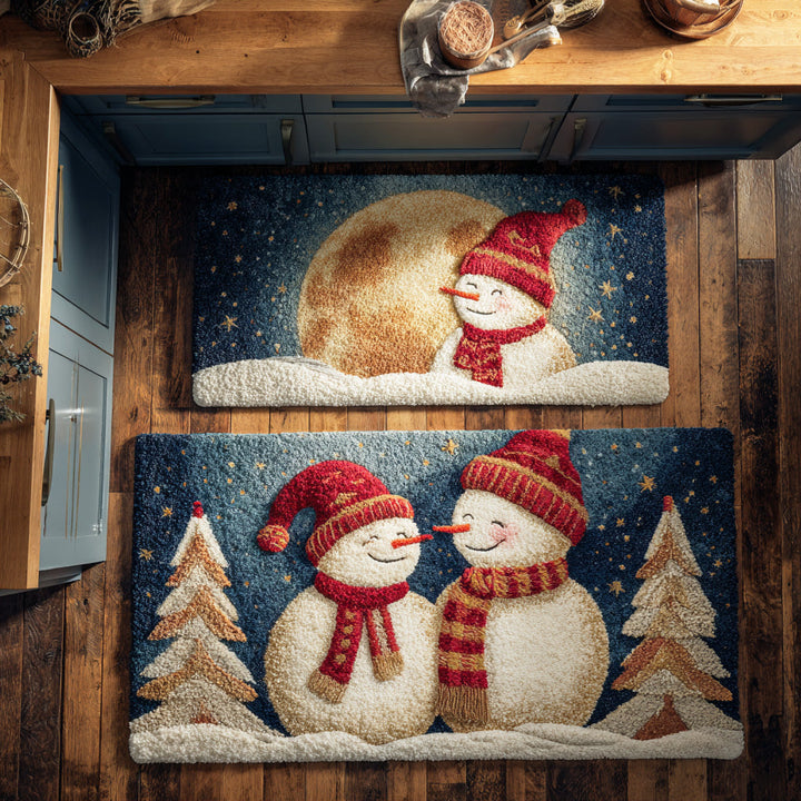 Non-slip Winter Kitchen Rug with Snow Day NCU0TD1694
