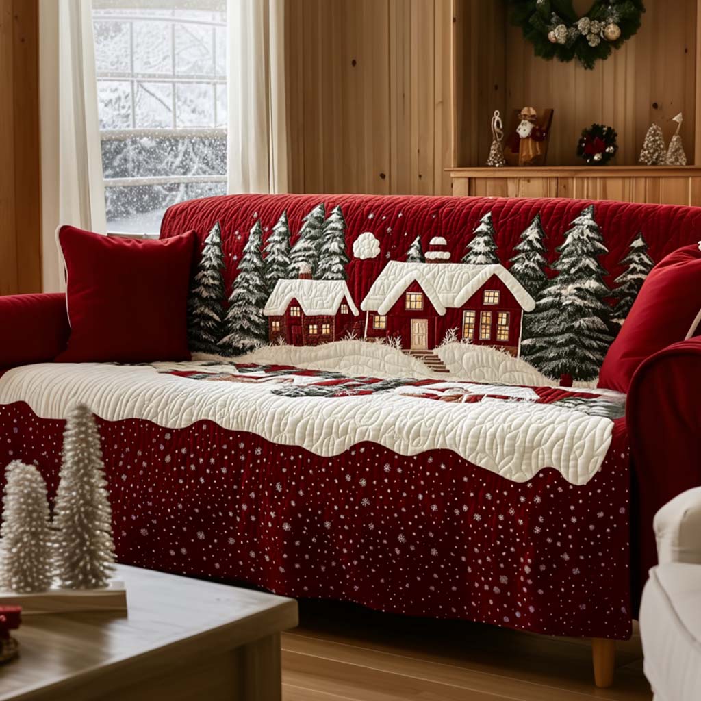 Quilted sofa cover with Christmas pattern NCU0VT301