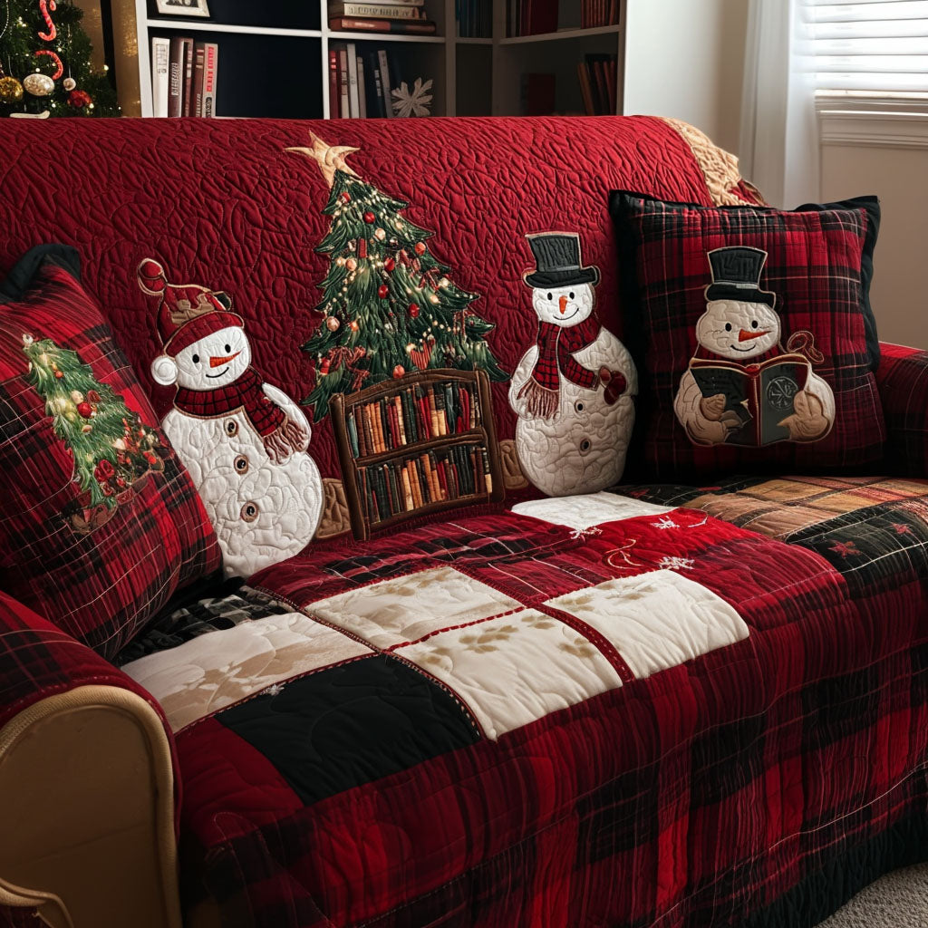 Quilted Sofa Cover with Snowmen NCU0PT9891