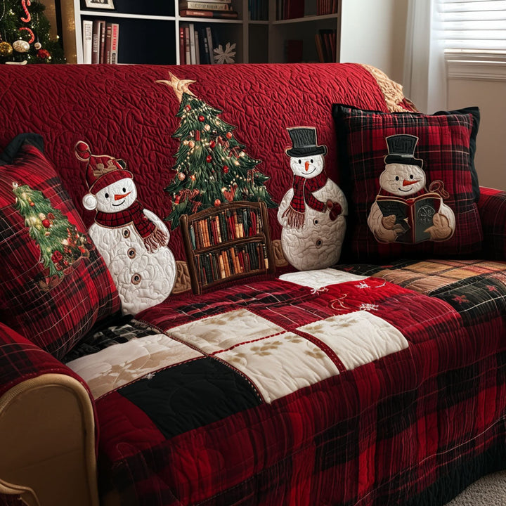 Quilted Sofa Cover with Snowmen NCU0PT9891