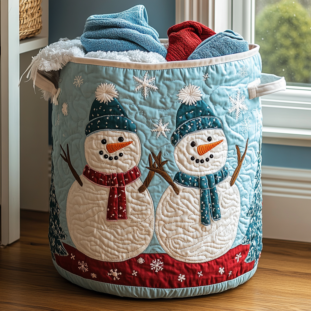 Quilted laundry basket with snowman NCU0DDK1070