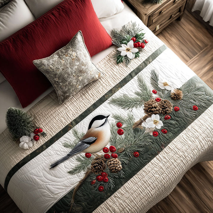 Quilted Bed Cover Snowy Pine Perch NCU0PT9098