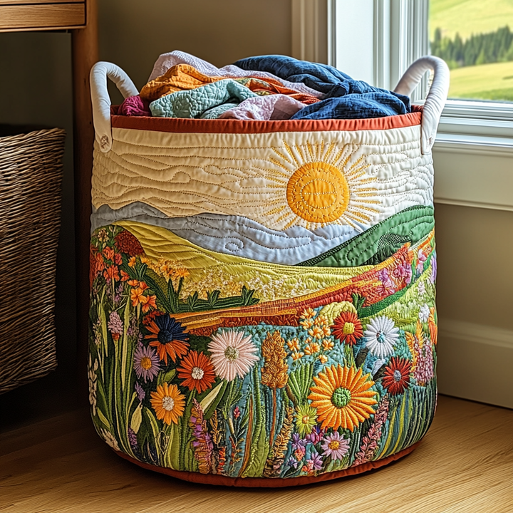 Quilted laundry basket with floral pattern NCU0PVL364