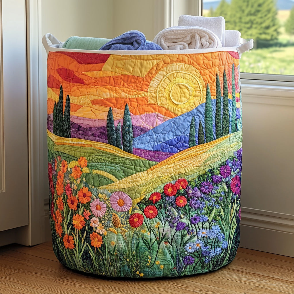 Quilted laundry basket with floral pattern NCU0PVL611