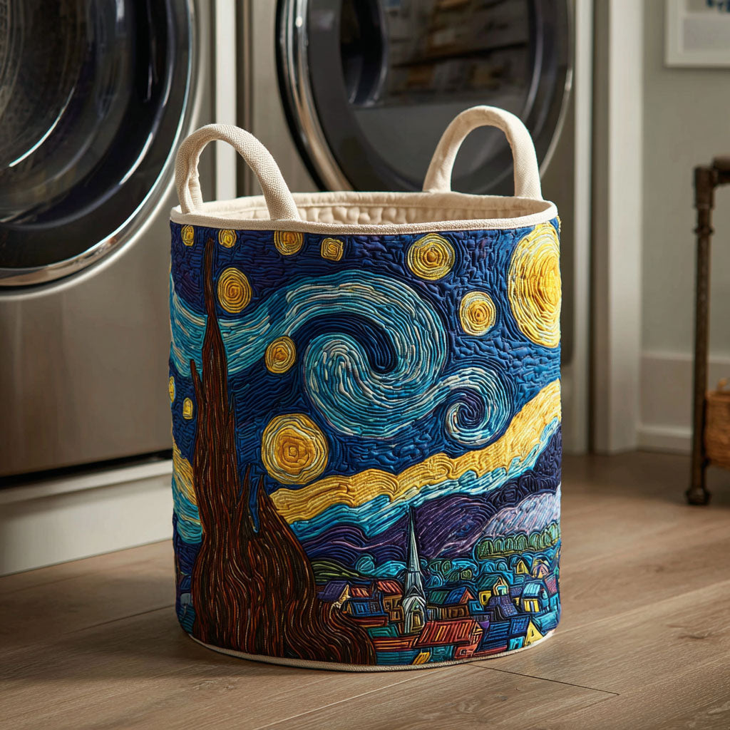 Quilted laundry basket with night pattern NCU0NTV014