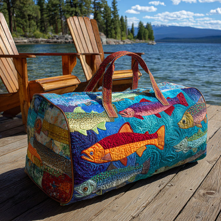 Quilted Travel Bag with Fishing Pattern NCU0PT9019