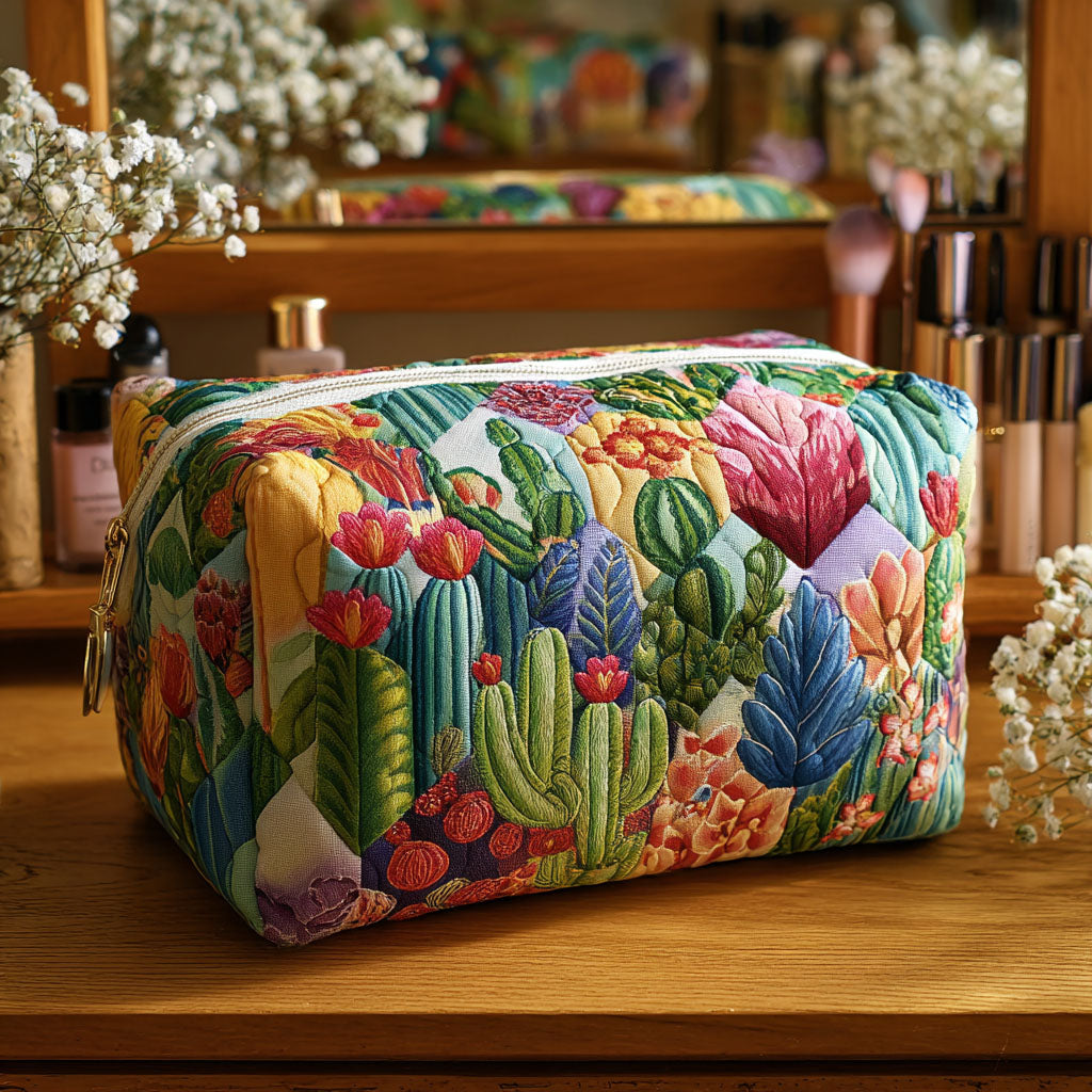 Quilted beauty case with succulent plants NCU0PT9631