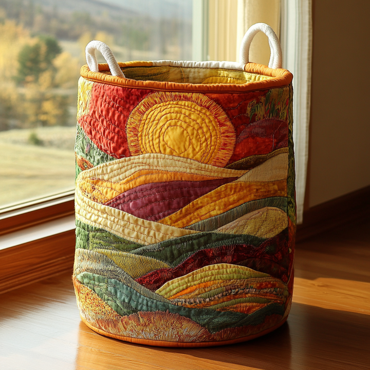 Quilted laundry basket with floral pattern NCU0PVL372