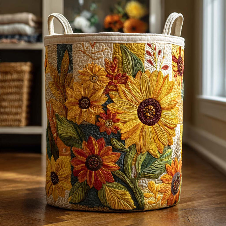 Quilted laundry basket with sunflowers NCU0NTD015