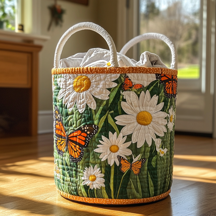 Quilted laundry basket with sunflowers NCU0PVL406