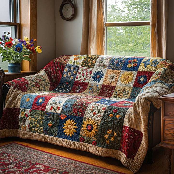 Quilted Sofa Cover with Sunlit Garden NCU0VL2993