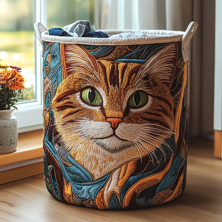 Quilted laundry basket with cats NCU0DDK609