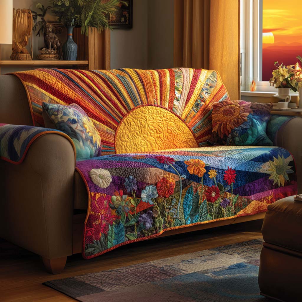 Quilted sofa cover with solar pattern NCU0VT337