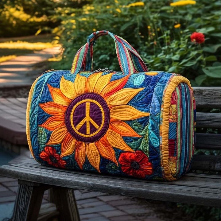 Quilted Travel Bag with Sun and Peace Symbol NCU0XD457