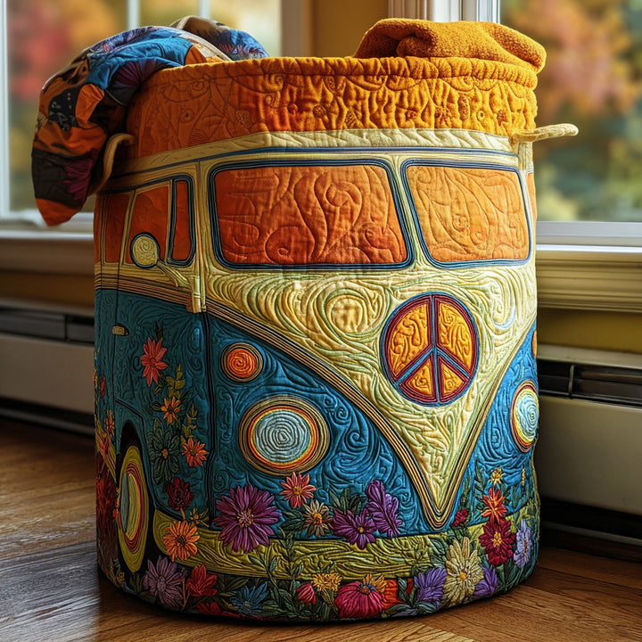 Quilted laundry basket with sunny road NCU0PVL674