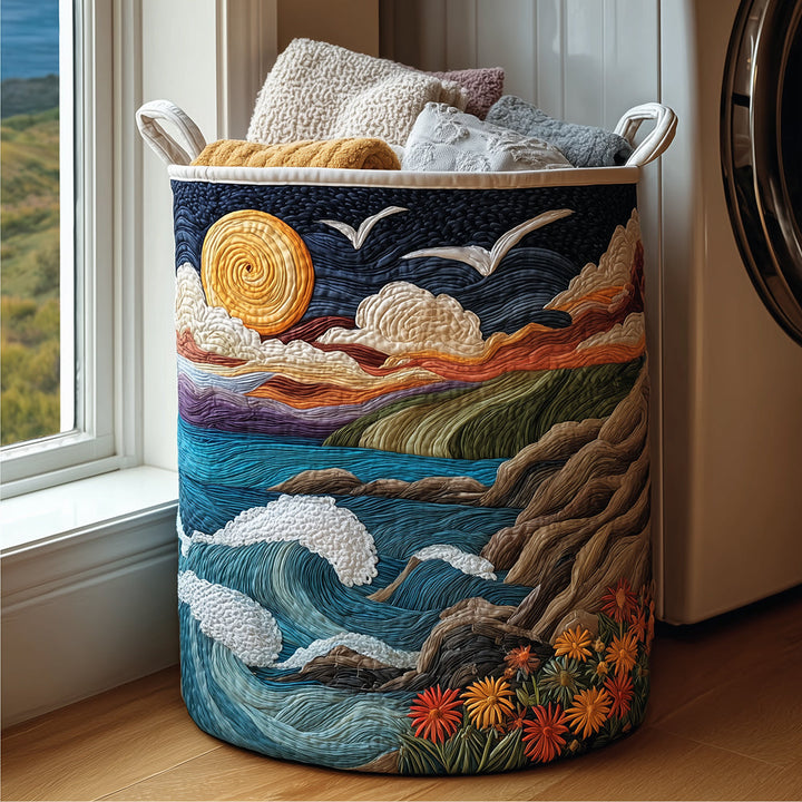 Quilted laundry basket with marine pattern NCU0TH2985