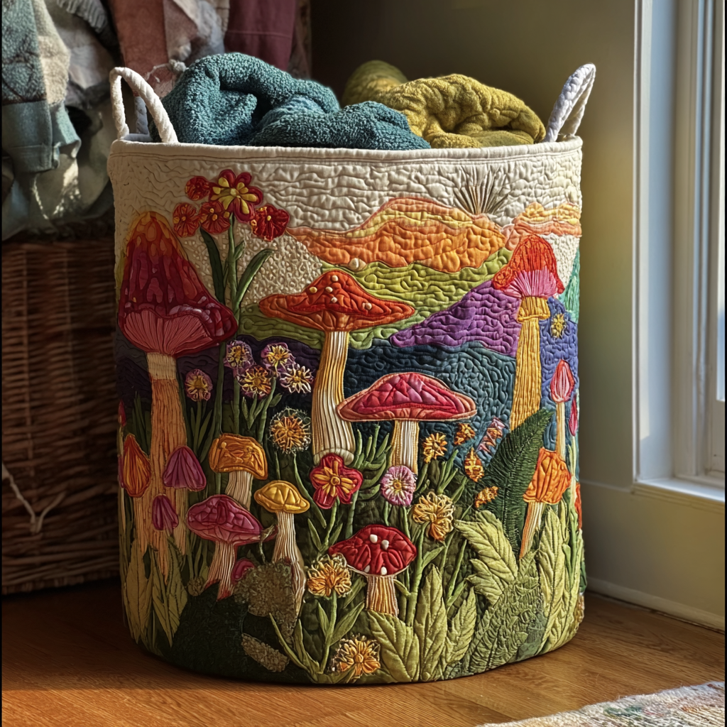 Quilted laundry basket with floral pattern NCU0DDK1361