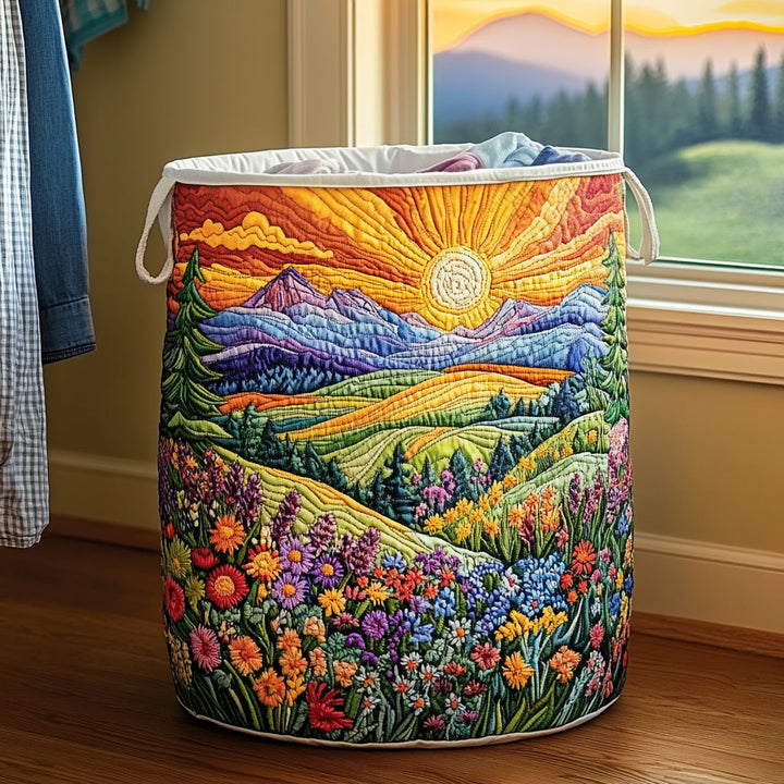 Quilted laundry basket with floral pattern NCU0PVL605