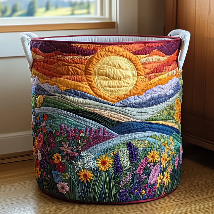 Quilted laundry basket with floral pattern NCU0PVL365
