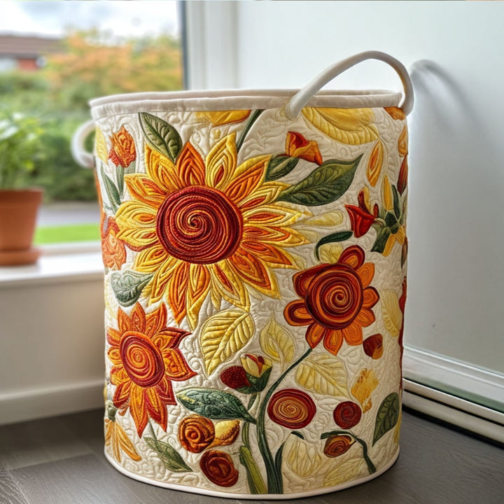 Quilted laundry basket with floral pattern NCU0PTT763
