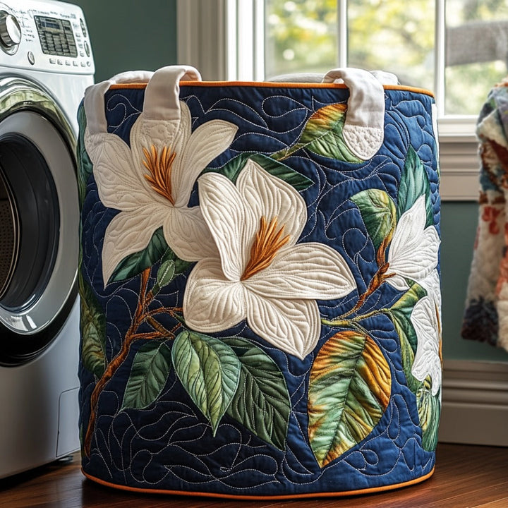 Quilted laundry basket with magnolias NCU0DV578