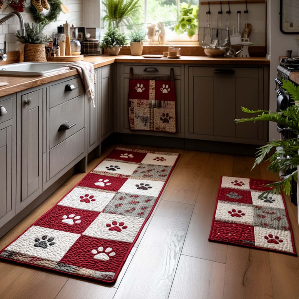 Non-slip kitchen rug with paw prints NCU0NT11398