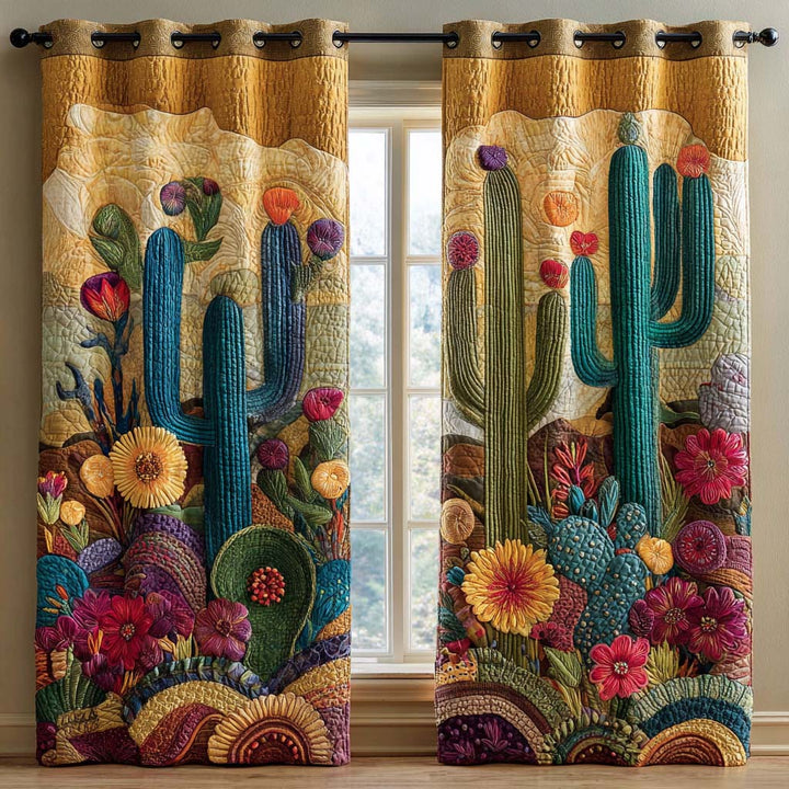 Quilted Cactus Teal Curtains NCU0XD2003