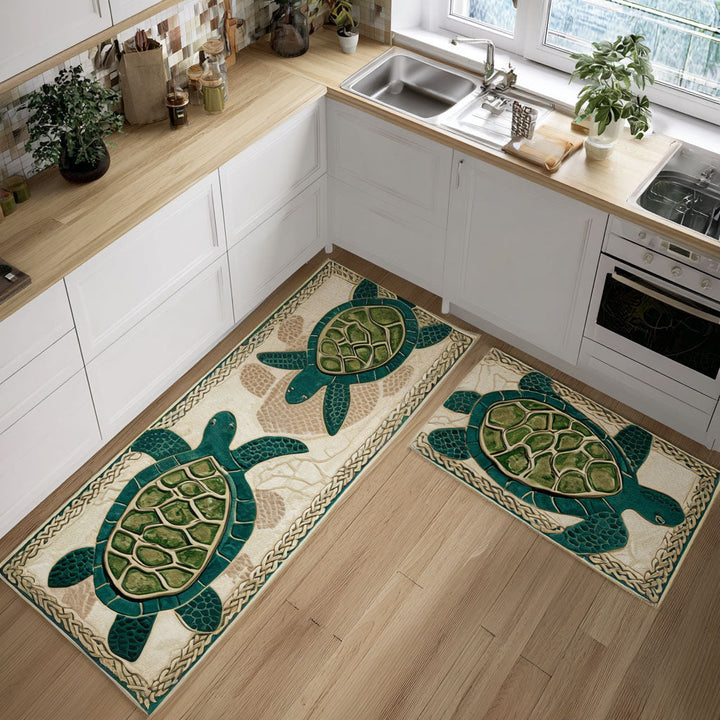 Non-slip kitchen rug with delicate shells NCU0PT10019