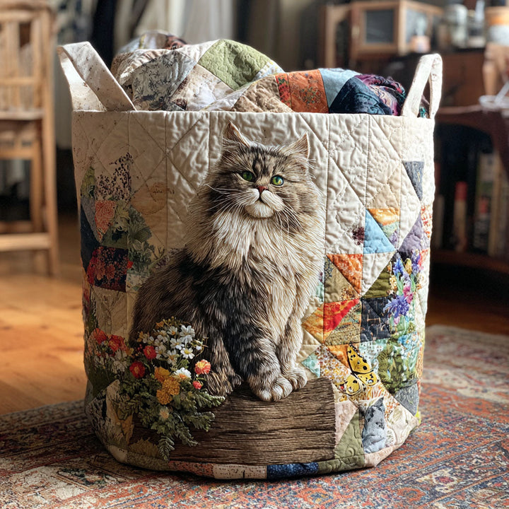 Padded laundry basket with cats NCU0PTT1995