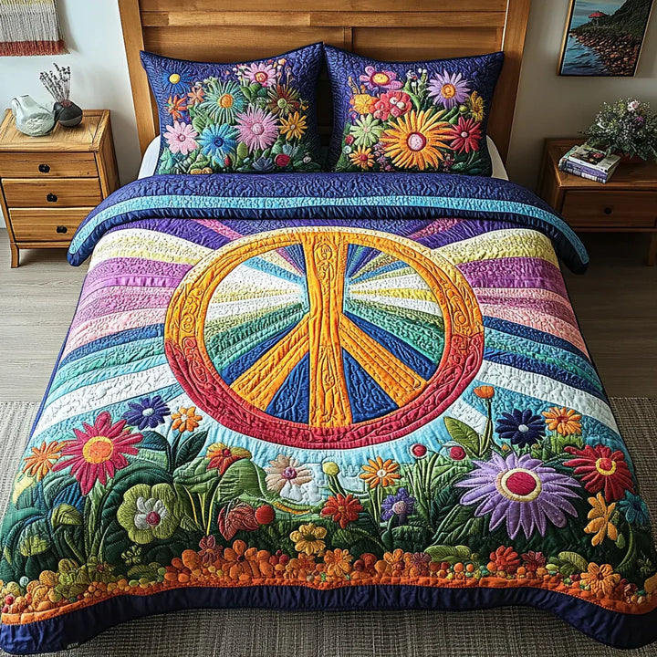 Quilted Bed Cover 3 Pieces - Rêves Tie-Dye