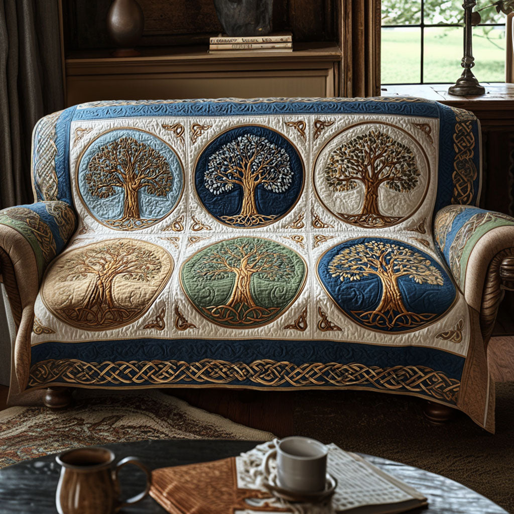 Quilted sofa cover with tree of life NCU0VT364