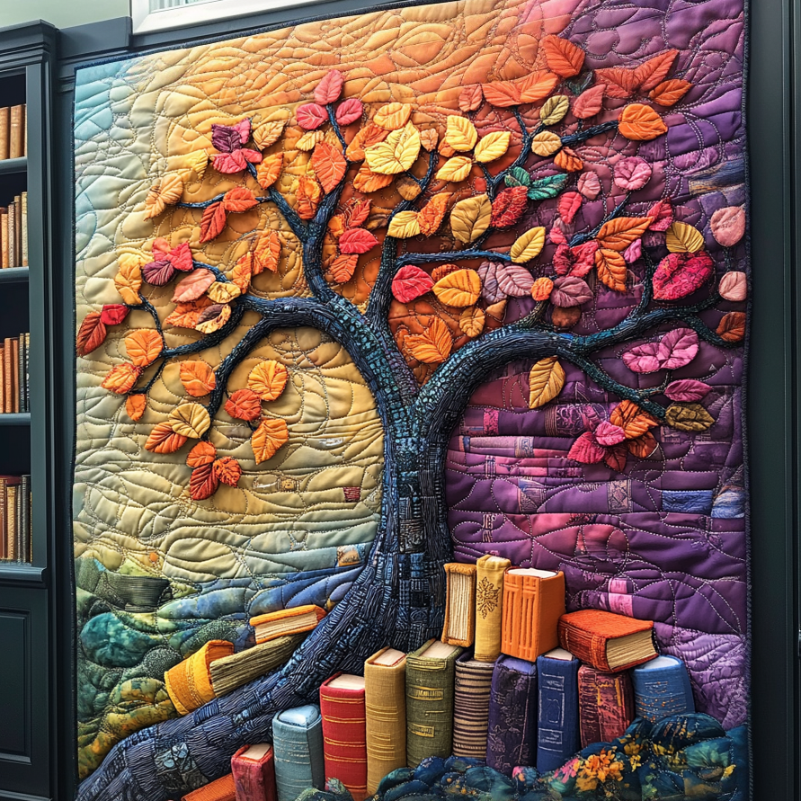 Quilted Blanket Tree of Books NCU0DV1175