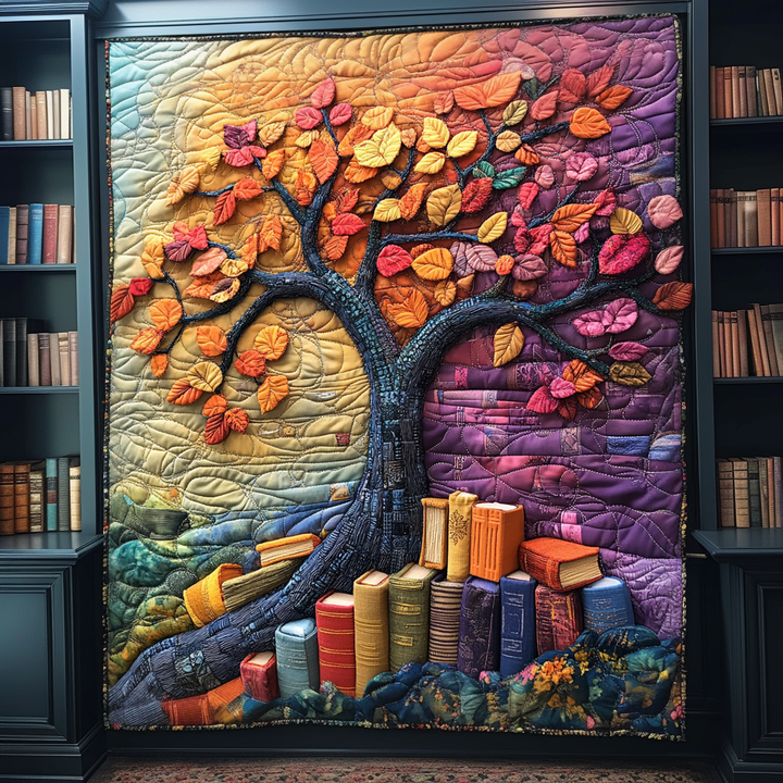 Quilted Blanket Tree of Books NCU0DV1175