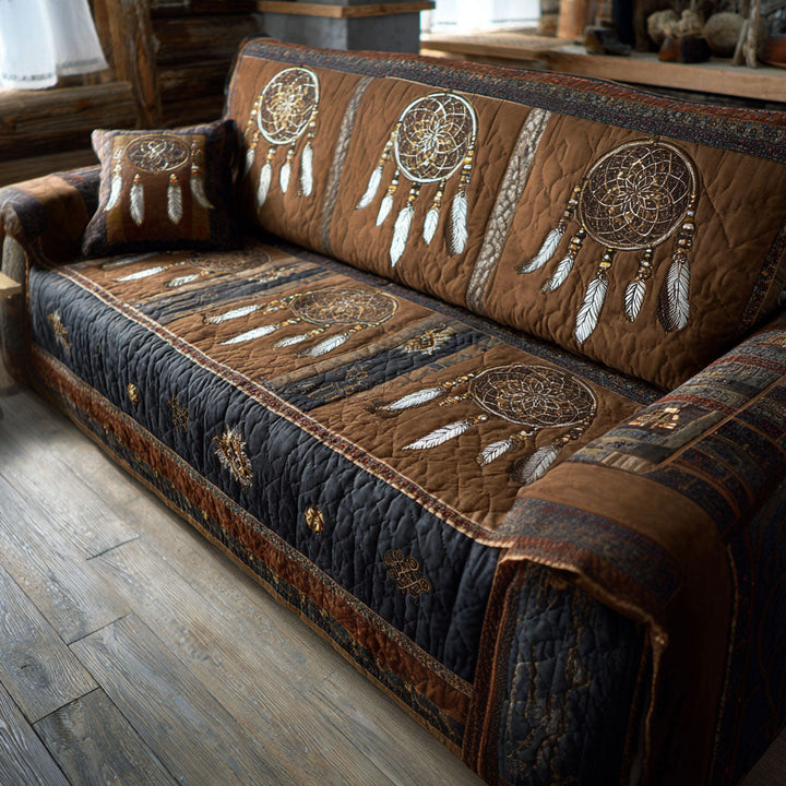 Quilted sofa cover with nocturnal tribal pattern NCU0PT11210