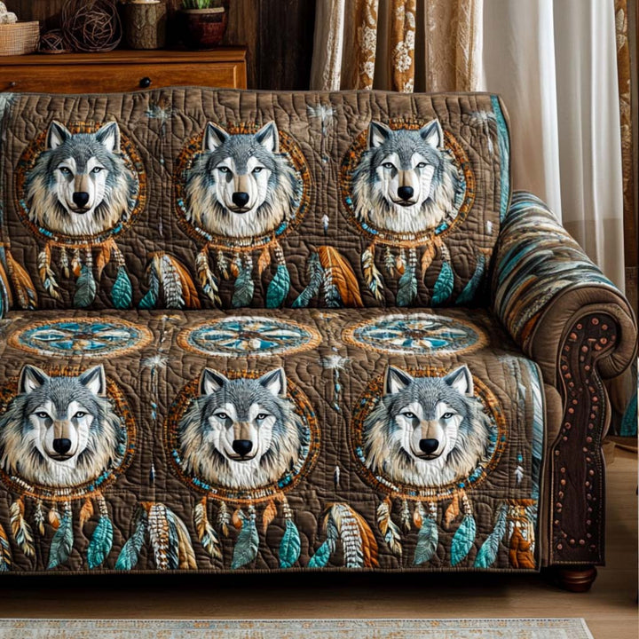 Quilted sofa cover with decorative pattern NCU0VT284