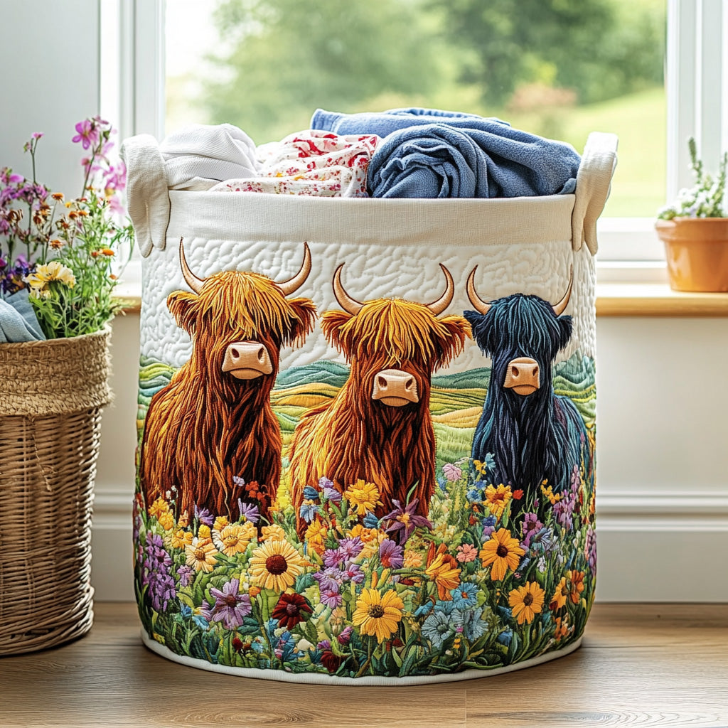 Quilted laundry basket with triple decorative motif NCU0PVL494