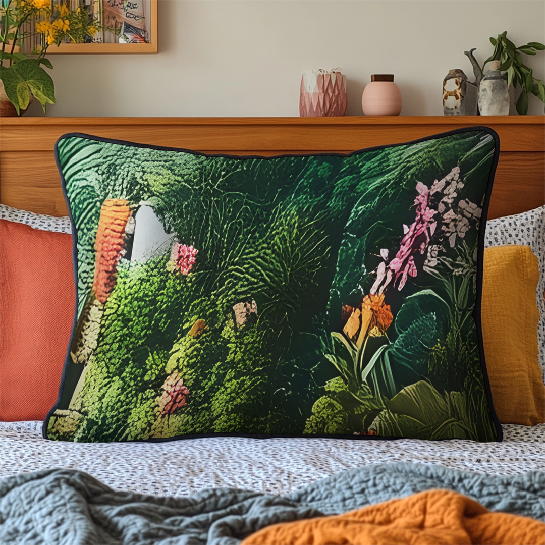 Quilted cushion cover with tropical retreat NCU0VL2438