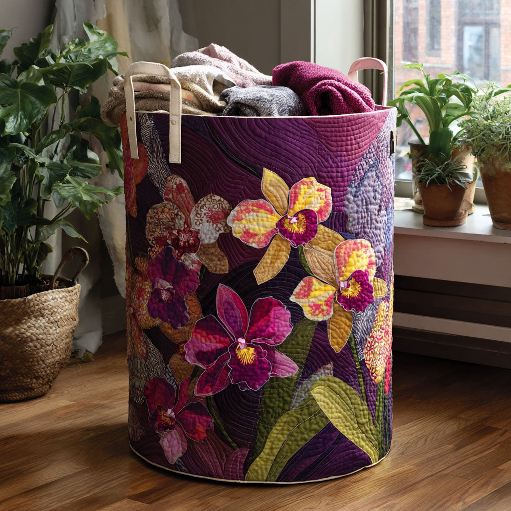 Quilted laundry basket with tropical pattern NCU0PTT938