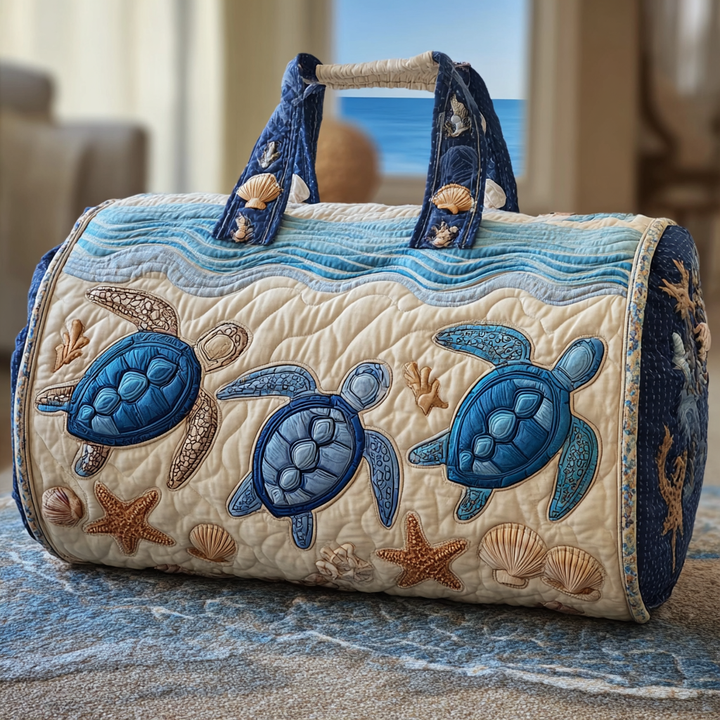 Quilted Shoulder Travel Bag with Sea Turtle NCU0DK9812