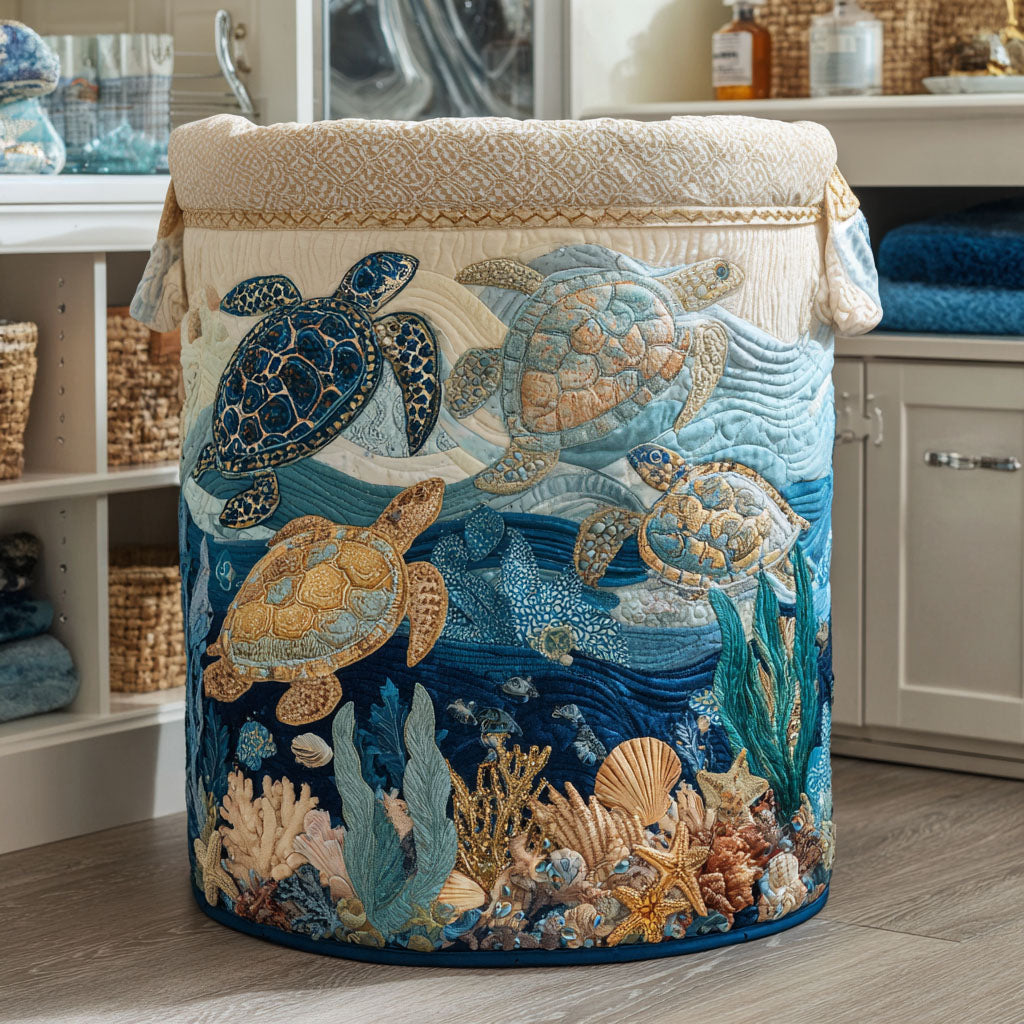 Quilted laundry basket with marine pattern NCU0PTT704