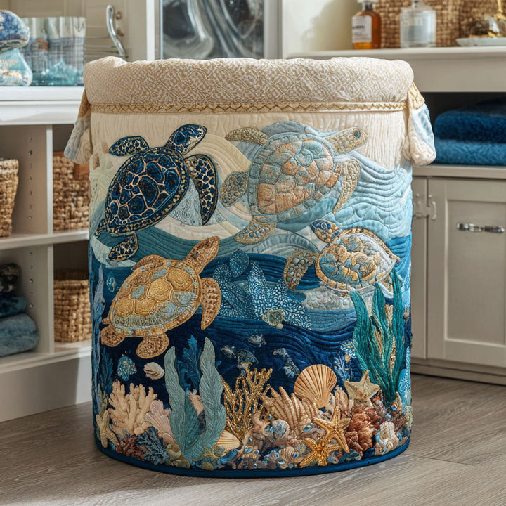 Quilted laundry basket with marine pattern NCU0PTT704