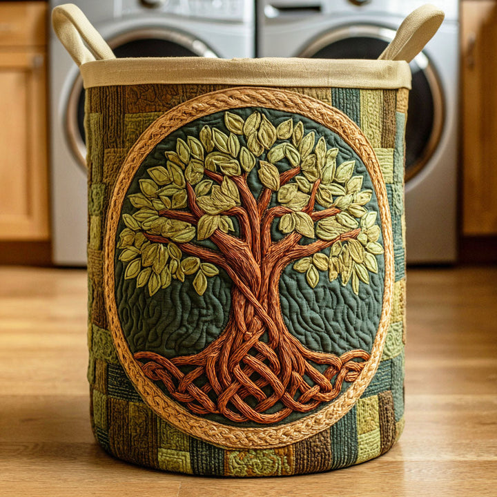 Quilted laundry basket with natural landscape NCU0NTD420