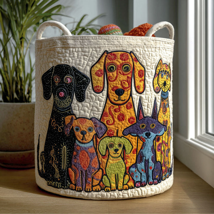 Quilted laundry basket with cheerful puppies NCU0PTT1435