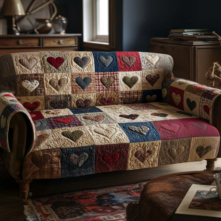 Quilted sofa cover with warm hearts NCU0NT11532