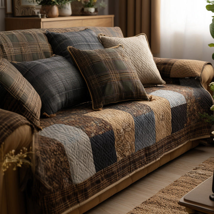 Quilted Patchwork Rustic Sofa Cover NCU0VT365