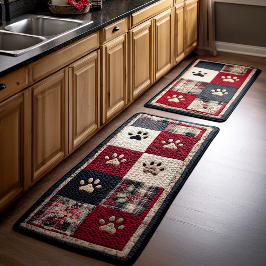 Non-slip kitchen rug with cozy paw prints NCU0NT11401