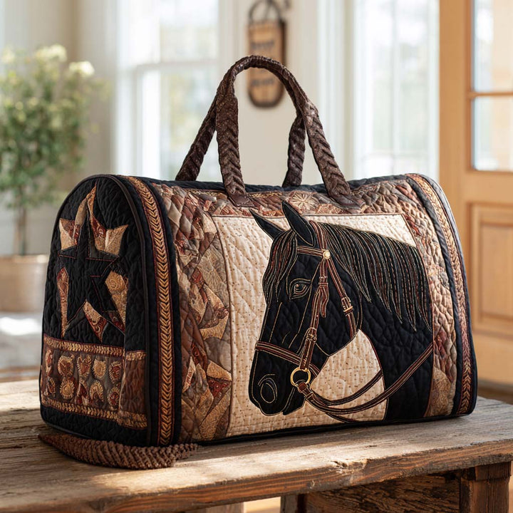 Quilted Shoulder Travel Bag with Western Horse NCU0XD405